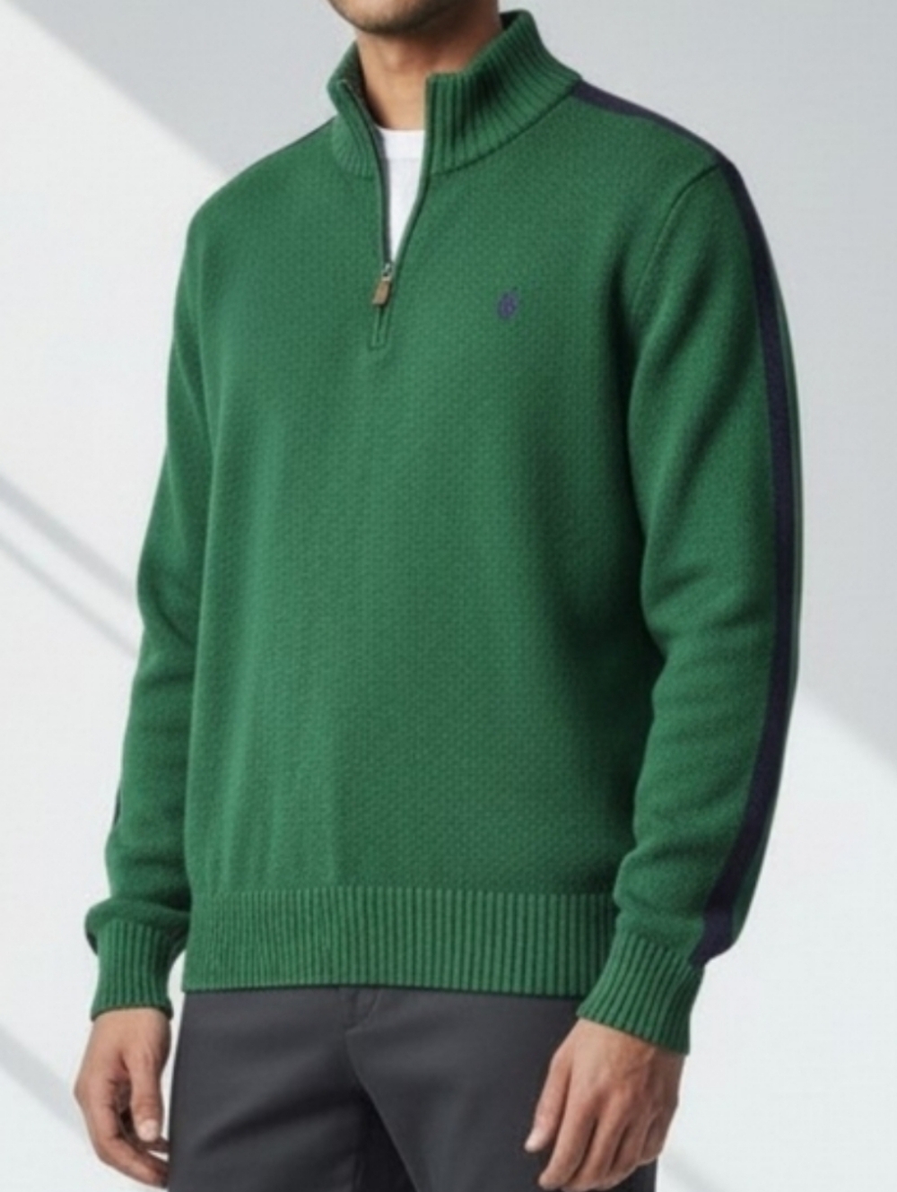 Polo Ralph Lauren VINTAGE 90s Forest Green Zip-Up Sweater XL
